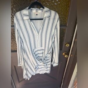 Alythea Black and White Striped Button-Down Shirt
